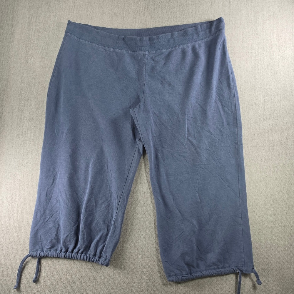 Prospirit Yoga Capri Pants Women XXL Blue‎ Cotton Spandex Activewear Drawstring